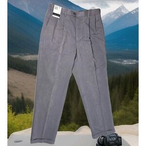 Manhattan‎ Dress Slacks Mens 34x32 Gray Cuffed Pleated Pants NOS Has Tags
